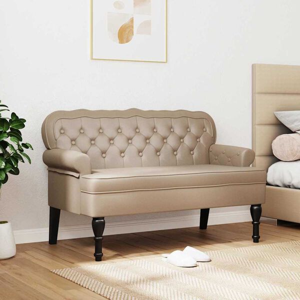 vidaXL Chesterfield Pad Cappuccino 119.5 x 64.5 x 75 cm Műbőr