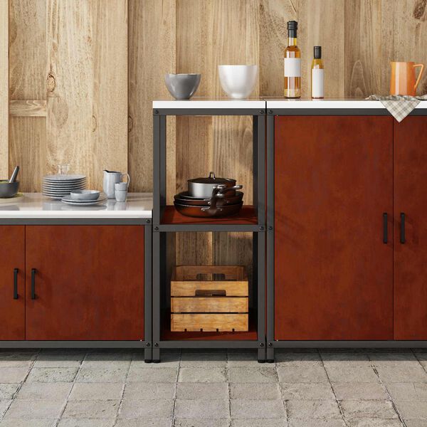 vidaXL Konyhai T&aacute;rol&aacute;s polcokkal Rozsd&aacute;s 60 x 50 x 92 cm Ac&eacute;l