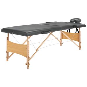 vidaXL antracit 2 z&oacute;n&aacute;s massz&aacute;zsasztal fav&aacute;zzal 186 x 68 cm
