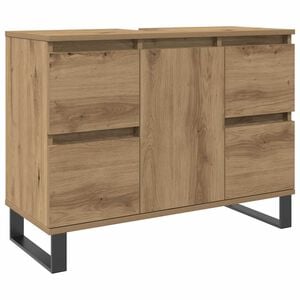 vidaXL k&eacute;zműves t&ouml;lgy sz&iacute;nű szerelt fa mosd&oacute;szekr&eacute;ny 80 x 33 x 60 cm