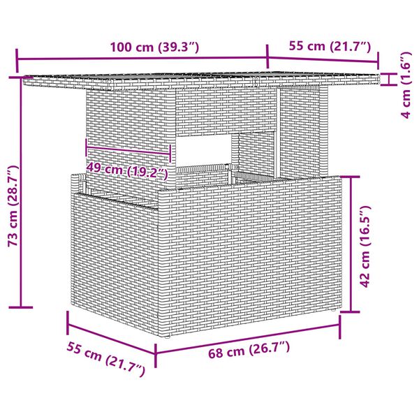vidaXL Kerti Kanap&eacute; Szett t&aacute;rol&oacute;val 5 pcs Fekete Poli rattan