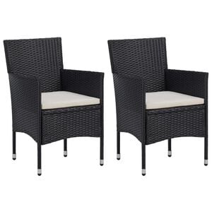 vidaXL 2 db fekete polyrattan kerti &eacute;tkezősz&eacute;k
