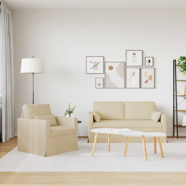 vidaXL Kanap&eacute; 140cm 2 pcs Kr&eacute;m F&eacute;m