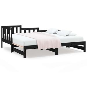 vidaXL fekete t&ouml;m&ouml;r fenyőfa kih&uacute;zhat&oacute; kanap&eacute;&aacute;gy 90x190 cm