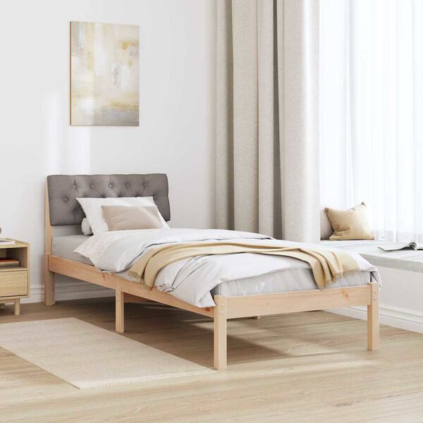 vidaXL Ágykeret fejtámlával Barna és taupe 75 x 190 cm Tömör fenyőfa