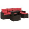 vidaXL 6 r&eacute;szes barna polyrattan ak&aacute;cfa kerti &uuml;lőgarnit&uacute;ra p&aacute;rn&aacute;kkal