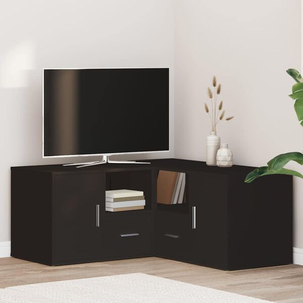 vidaXL fekete szerelt fa sarokszekr&eacute;ny 160 x 40 x 45 cm