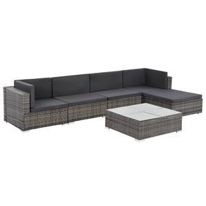 vidaXL 6-r&eacute;szes sz&uuml;rke polyrattan kerti b&uacute;torszett p&aacute;rn&aacute;kkal