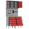 vidaXL Munkaszekr&eacute;ny K&eacute;szlet 5 pcs Piros Porsz&oacute;rt Ac&eacute;l &eacute;s M&eacute;rn&ouml;ki Fa