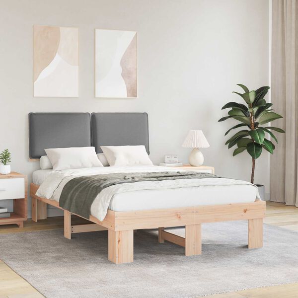 vidaXL Ágykeret Kárpitozott Fejtámlával Világosszürke 120 x 200 cm