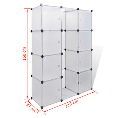 vidaXL fehér moduláris szekrény 9 rekesszel 37 x 115 x 150 cm