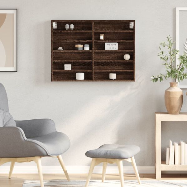 vidaXL barna t&ouml;lgy sz&iacute;nű szerelt fa vitrinszekr&eacute;ny 80 x 8,5 x 58 cm