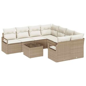 vidaXL Kanap&eacute; Szett 9 db 8-&Uuml;lőhelyek sz&aacute;ma Beige &eacute;s kr&eacute;m Polyrattan