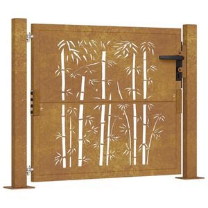 vidaXL Corten ac&eacute;l, bambusz mint&aacute;s kerti kapu 100x75 cm