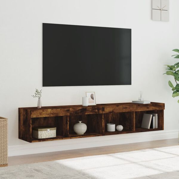 vidaXL 2 db f&uuml;st&ouml;s t&ouml;lgy sz&iacute;nű TV-szekr&eacute;ny LED-ekkel 80 x 30 x 30 cm