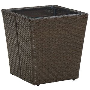 vidaXL barna polyrattan &eacute;s edzett &uuml;veg doh&aacute;nyz&oacute;asztal 41,5x41,5x44 cm