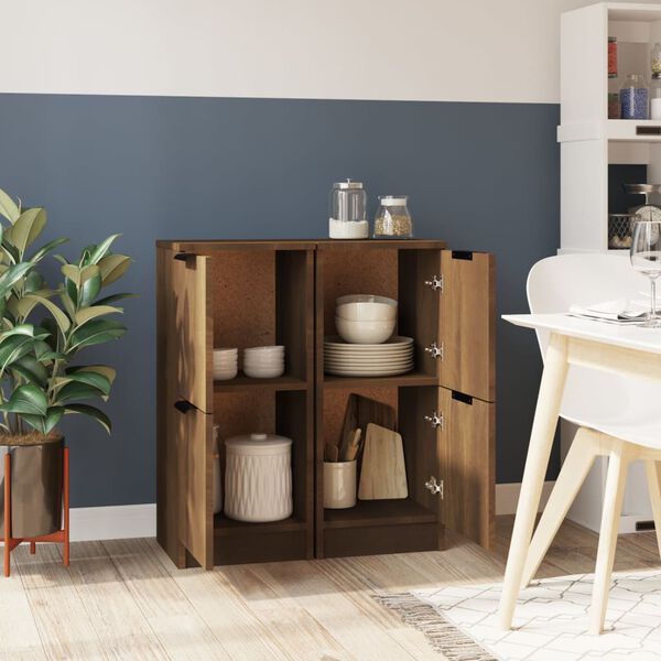vidaXL 2 db barna tölgyszínű szerelt fa tálalószekrény 30x30x70 cm