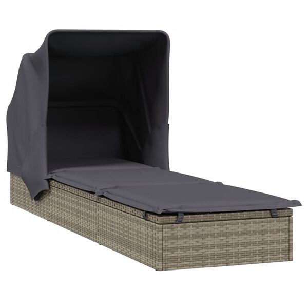 vidaXL sz&uuml;rke polyrattan napoz&oacute;&aacute;gy &ouml;sszecsukhat&oacute; tetővel 213x63x97 cm