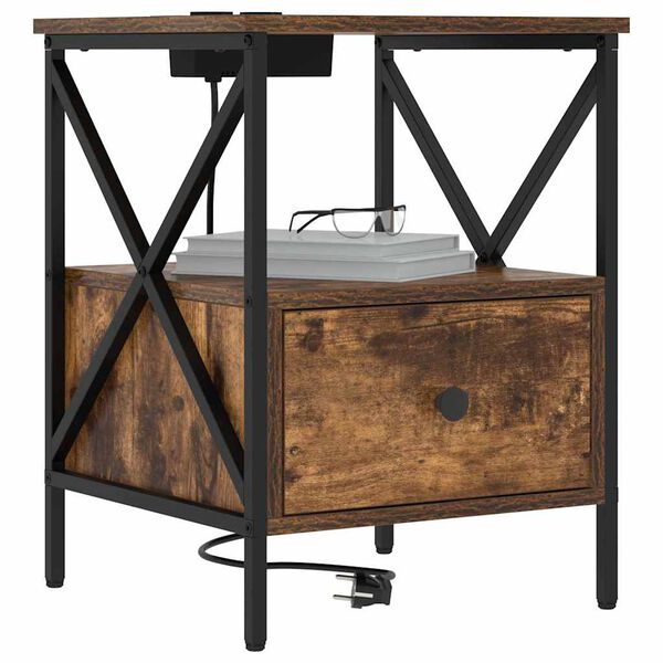 vidaXL &Eacute;jjeliszekr&eacute;ny F&uuml;st&ouml;lt t&ouml;lgy 41,5 x 40,5 x 55 cm Faanyag