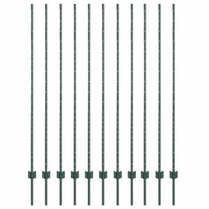 vidaXL Be&aacute;gyazott ker&iacute;t&eacute;soszlop 11 db Z&ouml;ld 200 cm Porsz&oacute;rt ac&eacute;l