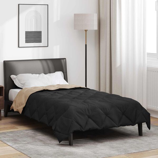 vidaXL Ny&aacute;ri Takarm&aacute;ny Fekete &eacute;s Taupe 220 x 140 cm Mikrosz&aacute;l