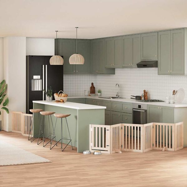 vidaXL ny&aacute;rfa 9 paneles &ouml;sszecsukhat&oacute; kutyakapu ajt&oacute;val 450 cm