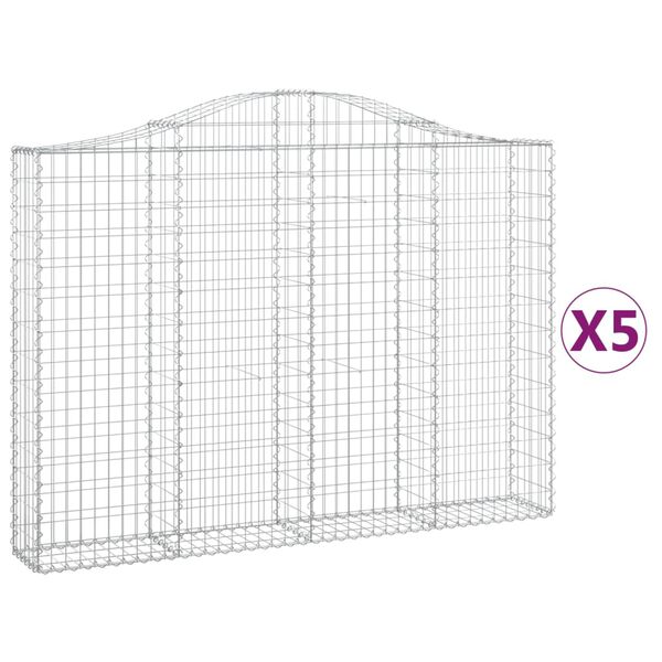 vidaXL 5 db íves horganyzott vas gabion kosár 200x30x140/160 cm