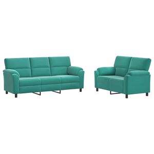 vidaXL Kanap&eacute; Szett 2 pcs T&uuml;rkiz B&aacute;rsony