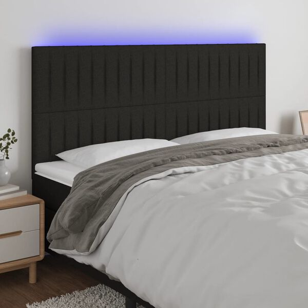 vidaXL fekete sz&ouml;vet LED-es fejt&aacute;mla 200x5x118/128 cm