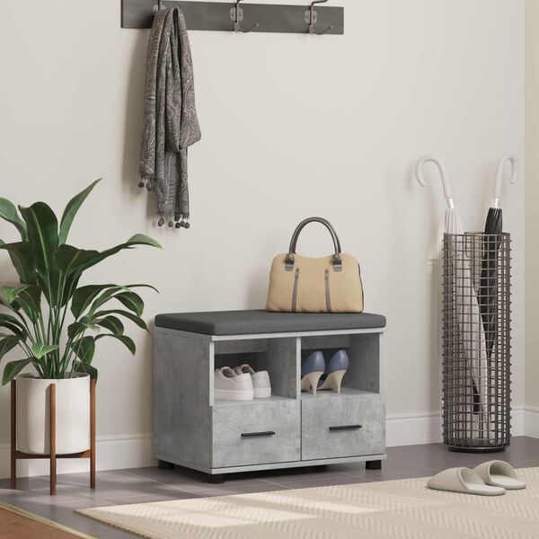 vidaXL Előt&eacute;r pad p&aacute;rn&aacute;val fi&oacute;kkal Beton Sz&uuml;rke 60 x 38 x 46 cm