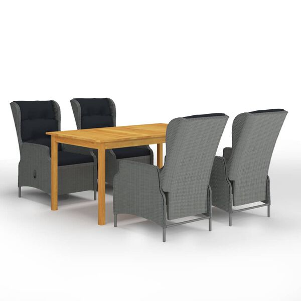 vidaXL 5 r&eacute;szes vil&aacute;gossz&uuml;rke kerti &eacute;tkezőgarnit&uacute;ra