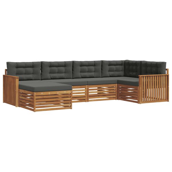 vidaXL K&uuml;lt&eacute;ri kanap&eacute; szett p&aacute;rn&aacute;val 6 pcs Term&eacute;szetes &eacute;s antracit