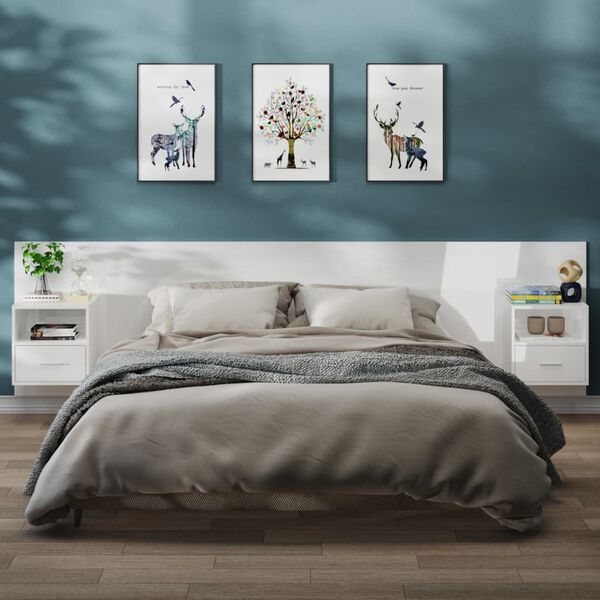 vidaXL 2 db magasf&eacute;nyű feh&eacute;r falra szerelhető &eacute;jjeliszekr&eacute;ny