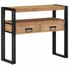 vidaXL Konzolasztal fi&oacute;kkal Barna 90 x 33 x 75 cm T&ouml;m&ouml;r Ak&aacute;cfa