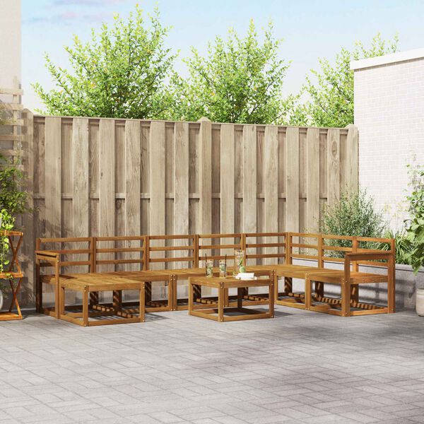 vidaXL K&uuml;lt&eacute;ri kanap&eacute; szett 9 pcs Term&eacute;szetes T&ouml;m&ouml;r Ak&aacute;cfa