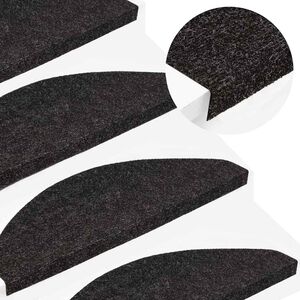 vidaXL 15 db fekete &ouml;ntapad&oacute; l&eacute;pcsőszőnyeg 56x17x3 cm
