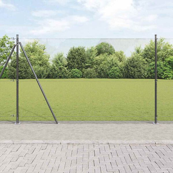 vidaXL Ker&iacute;t&eacute;soszlop Sz&uuml;rke 50 x 1,5 m (16 x 16 mm h&aacute;l&oacute;) Ac&eacute;l &eacute;s PVC