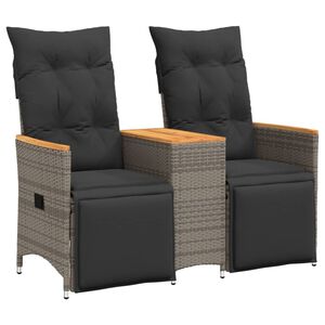 vidaXL 2 szem&eacute;lyes sz&uuml;rke polyrattan d&ouml;nthető kerti kanap&eacute; asztallal