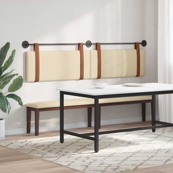 vidaXL Fali Fejt&aacute;mla Falra szerelhető Kr&eacute;m 210 x 55 x 5 cm Antik PU