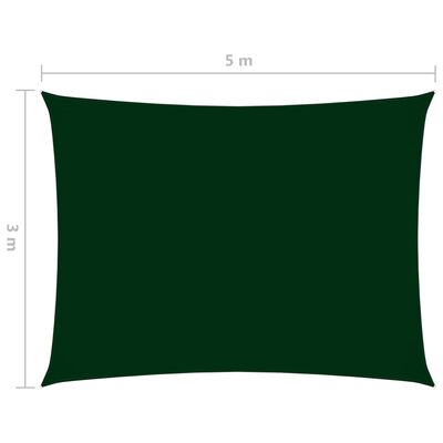 vidaXL sötétzöld téglalap alakú oxford-szövet napvitorla 3 x 5 m