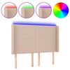 vidaXL cappuccino műbőr LED-es fejt&aacute;mla 147x16x118/128 cm