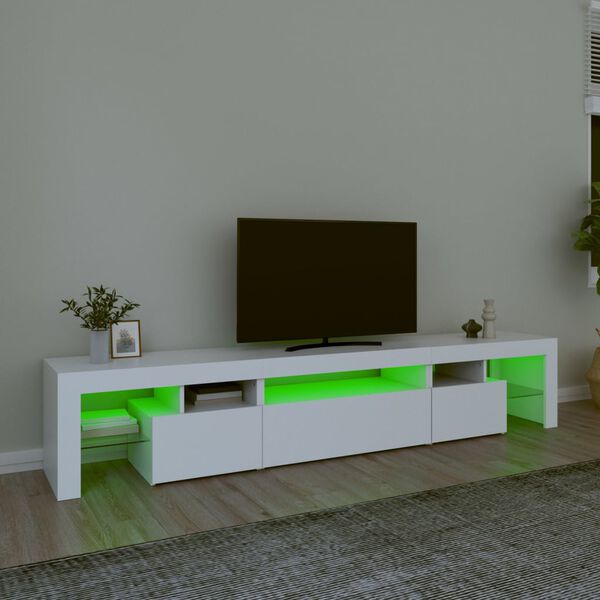 vidaXL fehér TV-szekrény LED-lámpákkal 215x36,5x40 cm