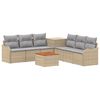 vidaXL Kanap&eacute; Szett 8 db Beige &eacute;s Vil&aacute;gossz&uuml;rke Poli rattan &eacute;s ac&eacute;l