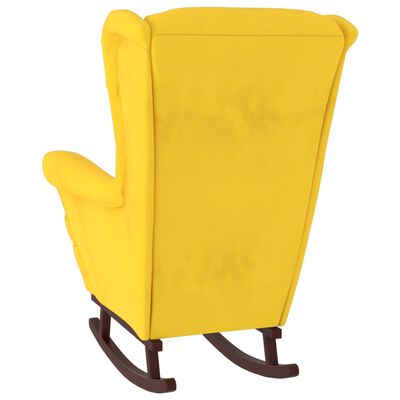 vidaXL sárga bársony hintaszék tömör gumifa lábakkal