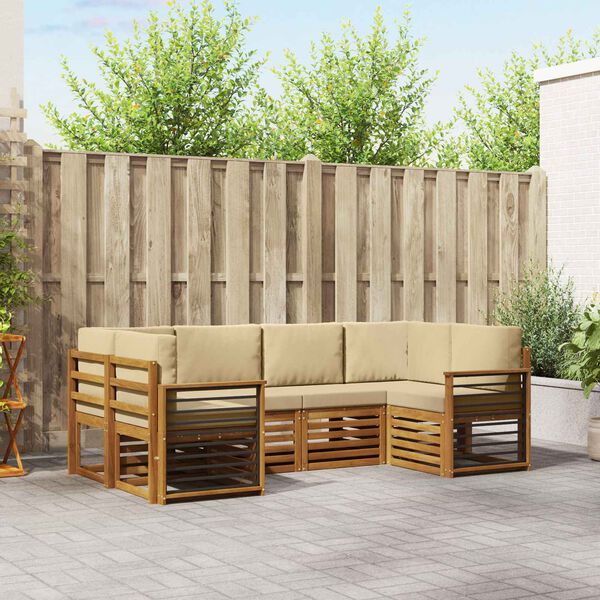 vidaXL Szegment&aacute;lt kanap&eacute; szett 6 pcs Term&eacute;szetes T&ouml;m&ouml;r Ak&aacute;cfa