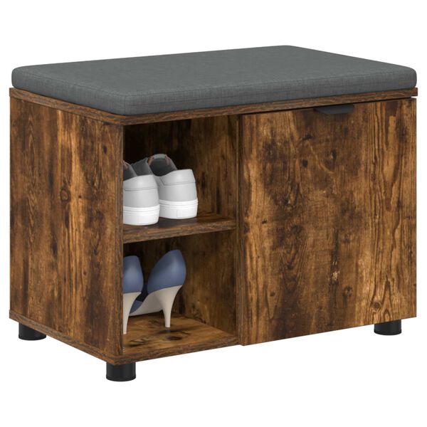 vidaXL Előt&eacute;r pad F&uuml;st&ouml;lt T&ouml;lgy 60 x 38 x 46 cm Műanyag Fa &eacute;s Sz&ouml;vet