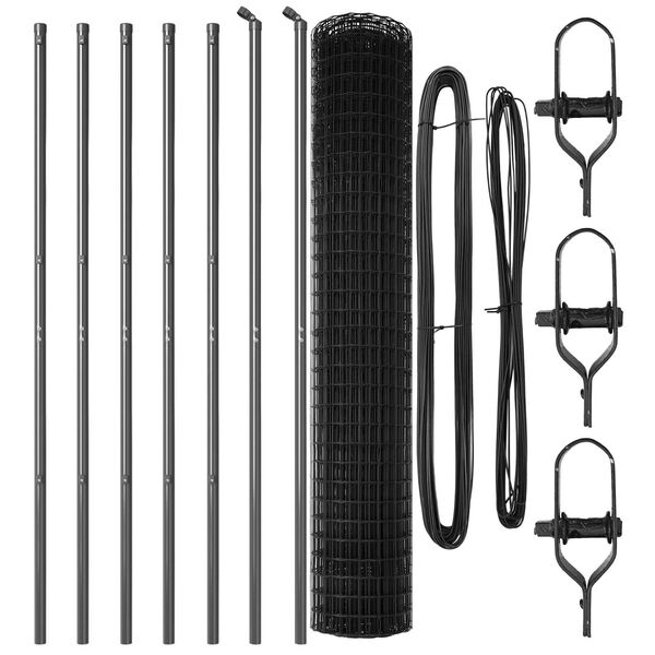 vidaXL Ker&iacute;t&eacute;s oszlopokkal Sz&uuml;rke 1,5 x 10 m Ac&eacute;l &eacute;s PVC