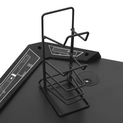 vidaXL fekete LED-es Y-lábú gamer asztal 90 x 60 x 75 cm