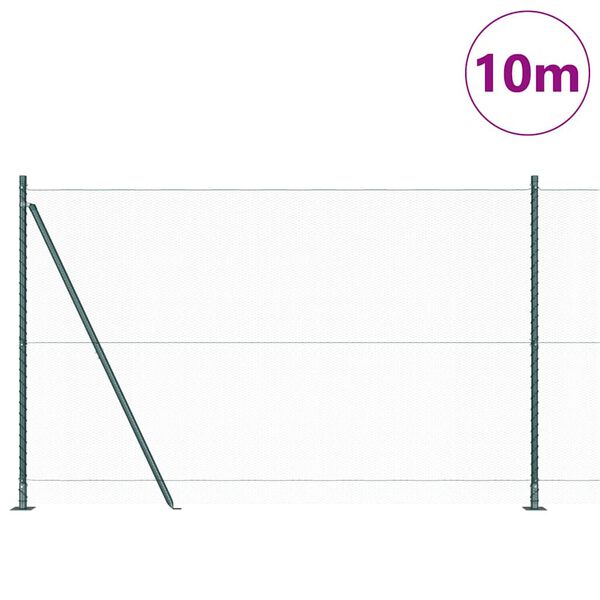 vidaXL Kerítés oszlopokkal Zöld 1.4 x 10 m PVC-bevonatos acél