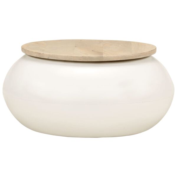 vidaXL fehér tömör mangófa dohányzóasztal 51x51x27 cm